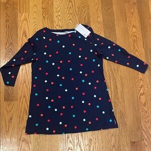 Kim Rogers Navy Polka Dot woman’s shirt size S (F)